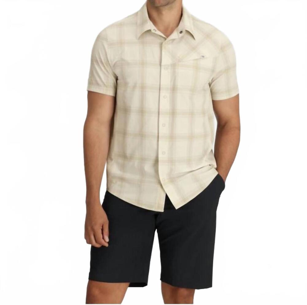 NEW OUTDOOR RESEARCH astroman short sleeve sun shirt in oyster plaid